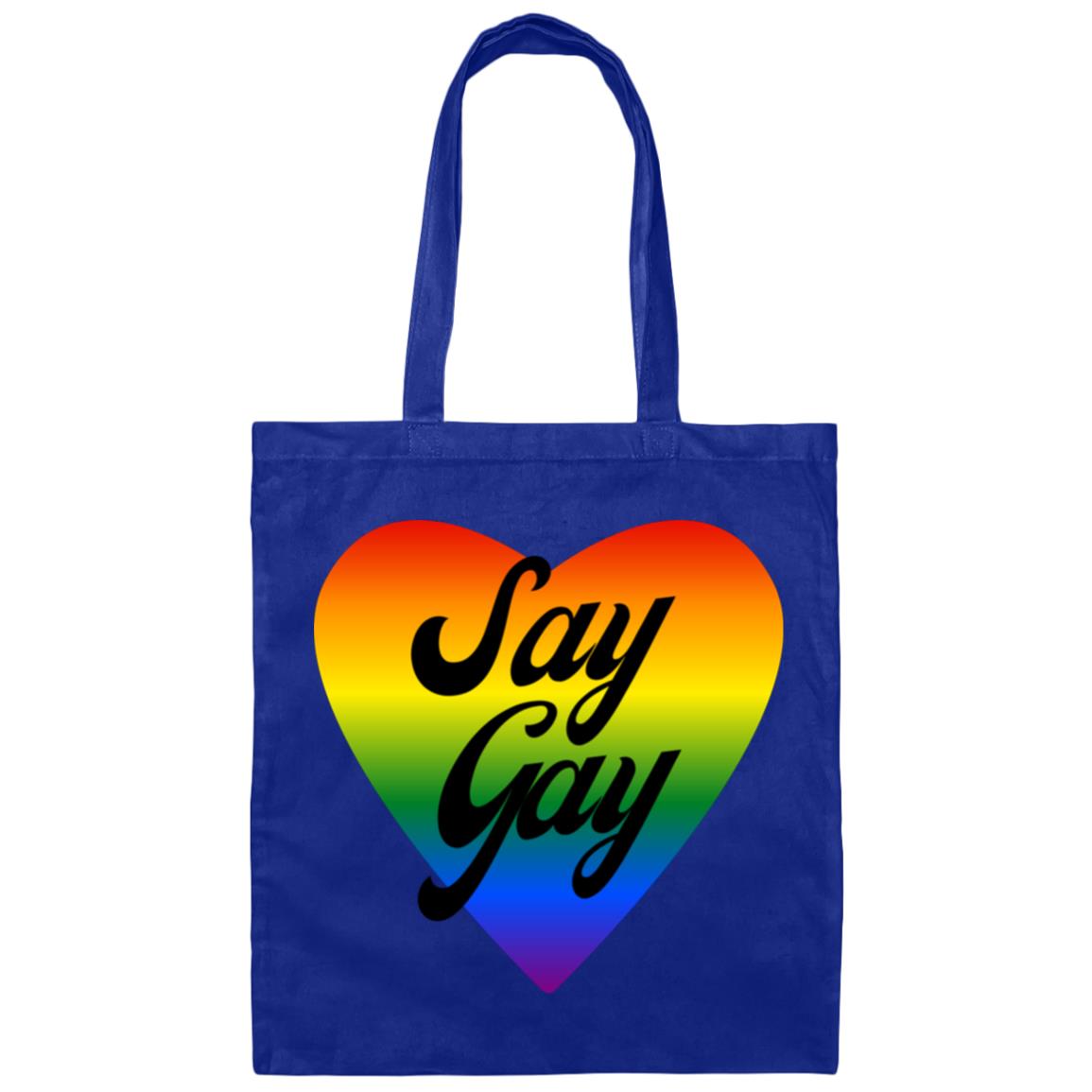 Say Gay Rainbow Heart | Canvas Tote Bag