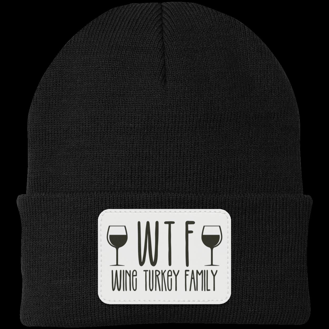 Wine Turkey Family WTF | Knit Beanie with Patch