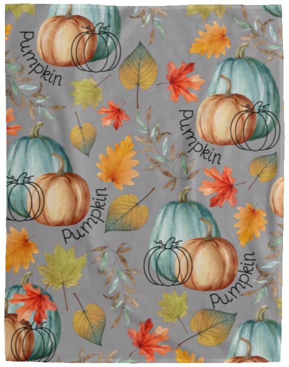 Pumpkins and Leaves | Cozy Plush Fleece Blanket 60in x 80in