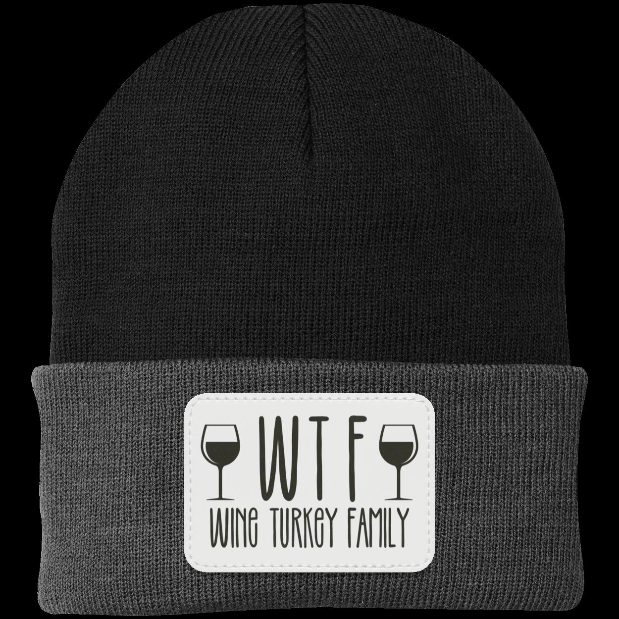 Wine Turkey Family WTF | Knit Beanie with Patch