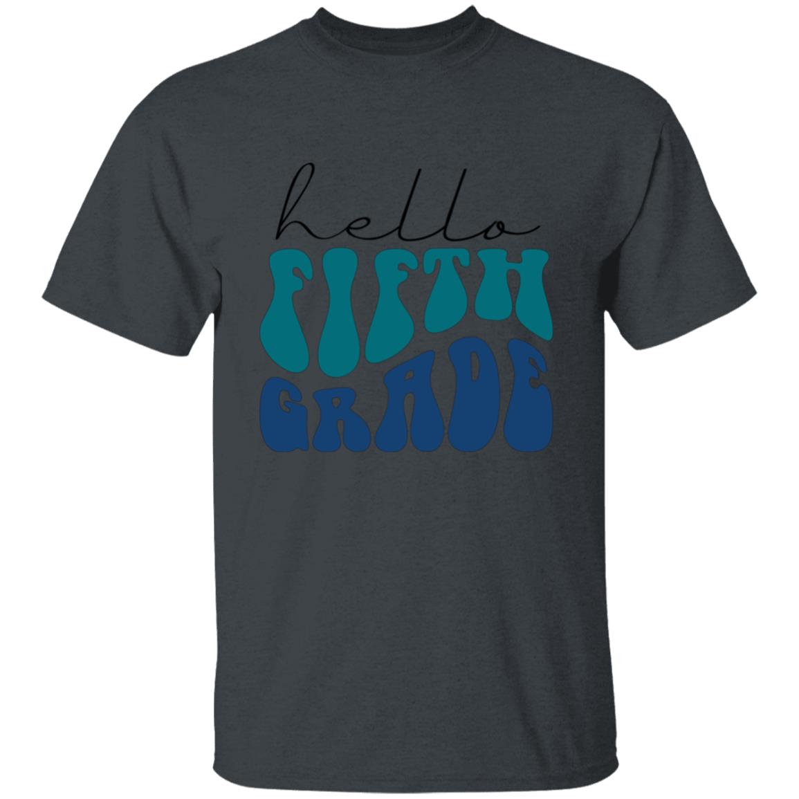 Hello Fifth Grade Retro Blue | Youth and Adult T-Shirts