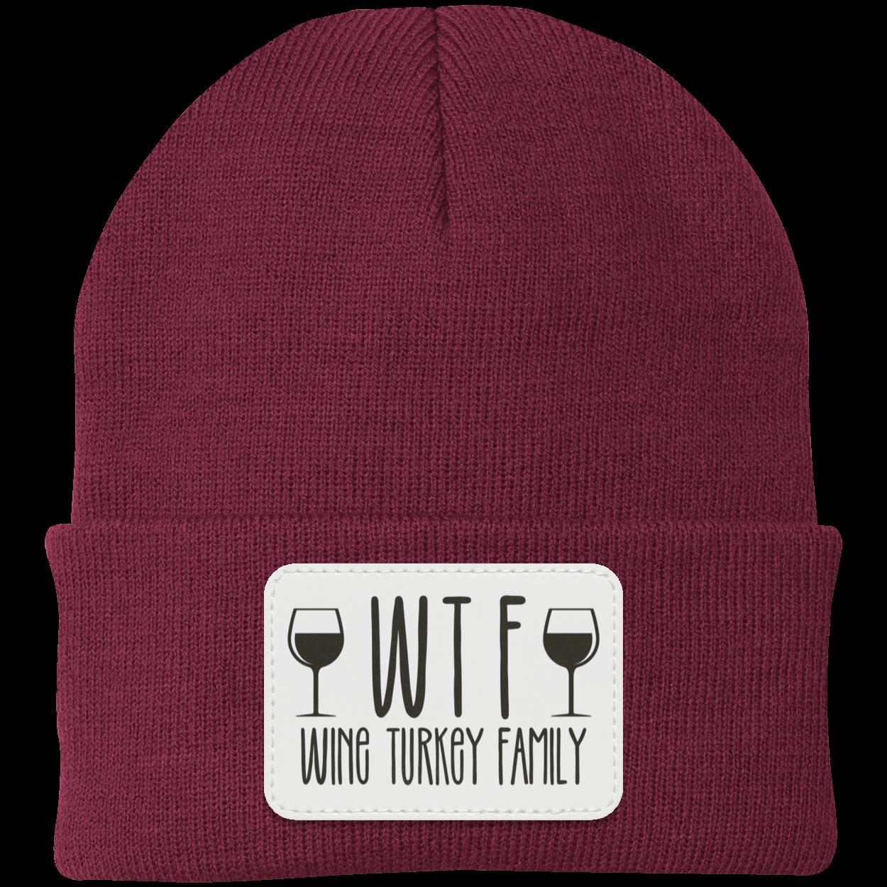 Wine Turkey Family WTF | Knit Beanie with Patch