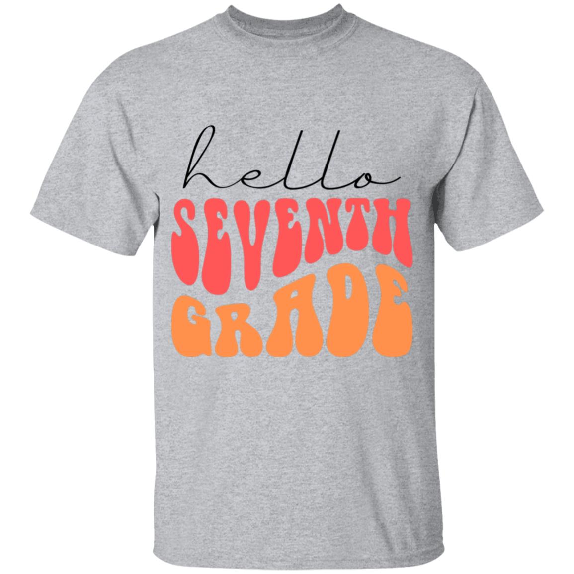 Hello Seventh Grade Retro Pink | Youth and Adult T-Shirts