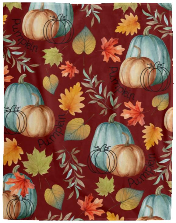 Pumpkins and Leaves | Cozy Plush Fleece Blanket 60in x 80in