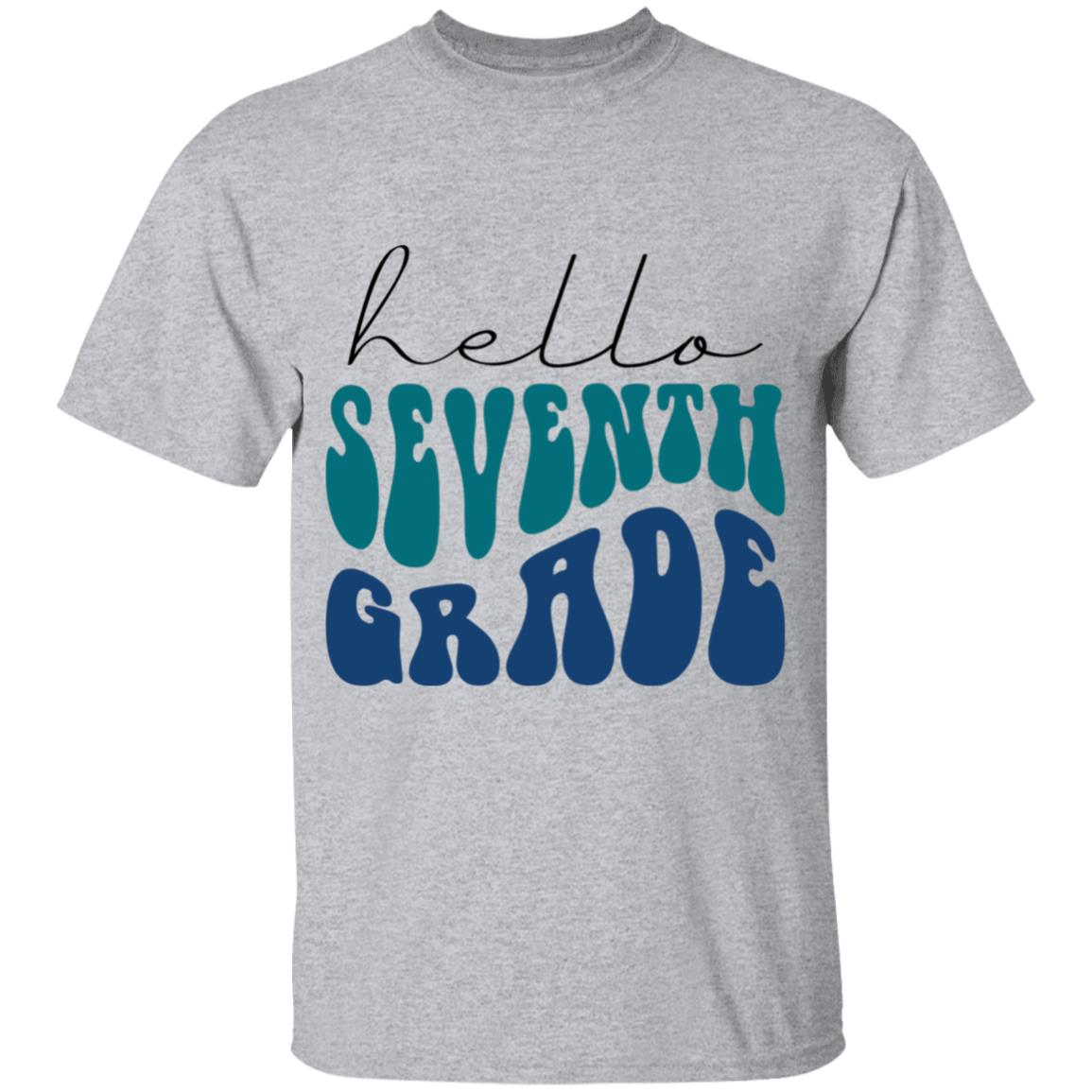 Hello Seventh Grade Retro Blue | Youth and Adult T-Shirts