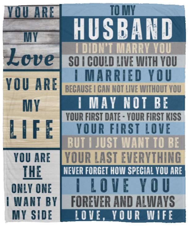 To My Husband, Love Your Wife - Blue Wood | Cozy Plush Fleece Blanket