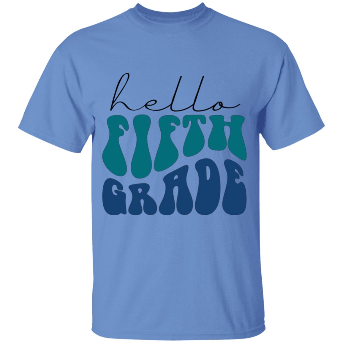 Hello Fifth Grade Retro Blue | Youth and Adult T-Shirts