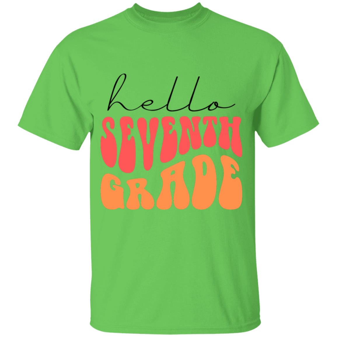 Hello Seventh Grade Retro Pink | Youth and Adult T-Shirts