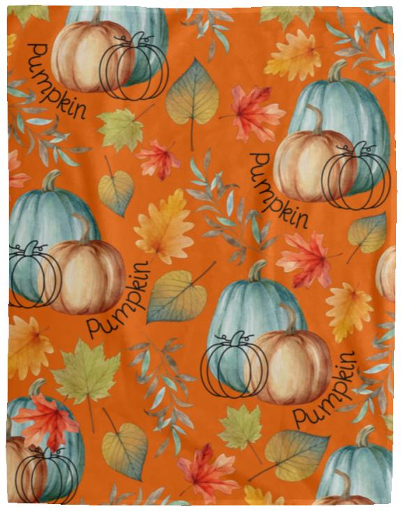Pumpkins and Leaves | Cozy Plush Fleece Blanket 60in x 80in