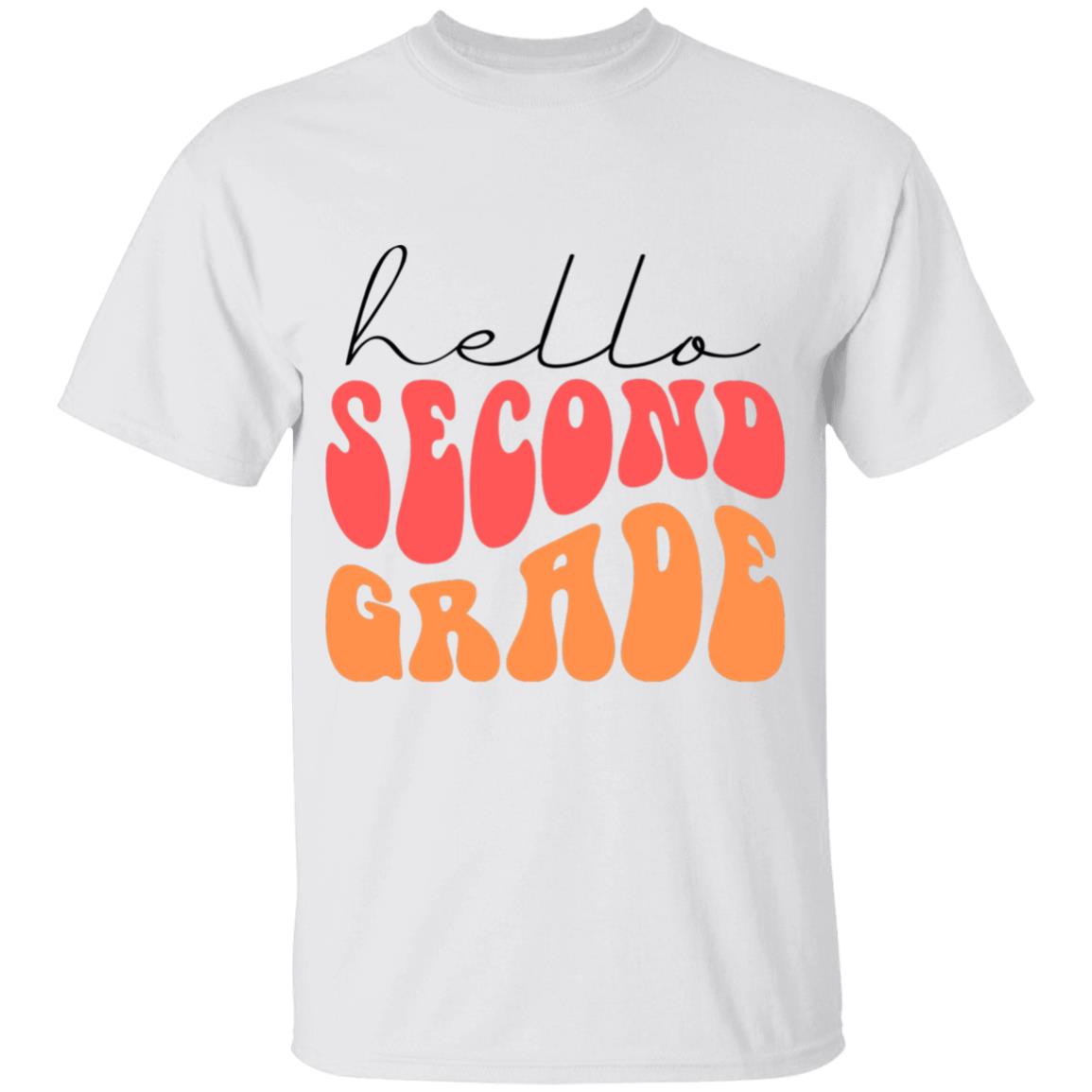 Hello Second Grade Retro Pink | Youth and Adult T-Shirts