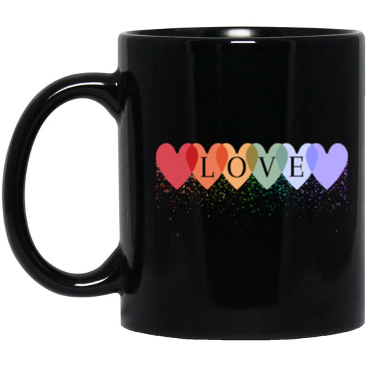 Pride Love Glitter Shower | 11 oz. Black Mug