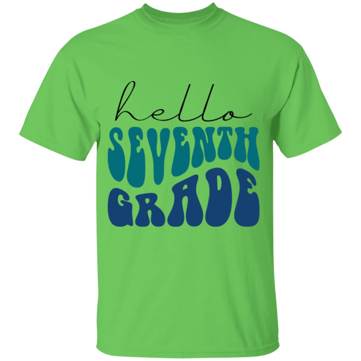 Hello Seventh Grade Retro Blue | Youth and Adult T-Shirts