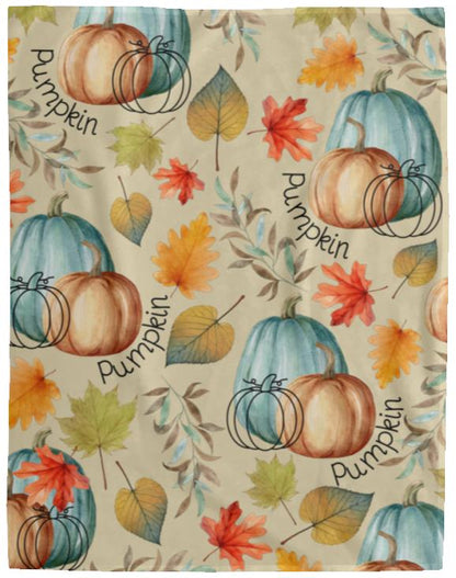 Pumpkins and Leaves | Cozy Plush Fleece Blanket 60in x 80in