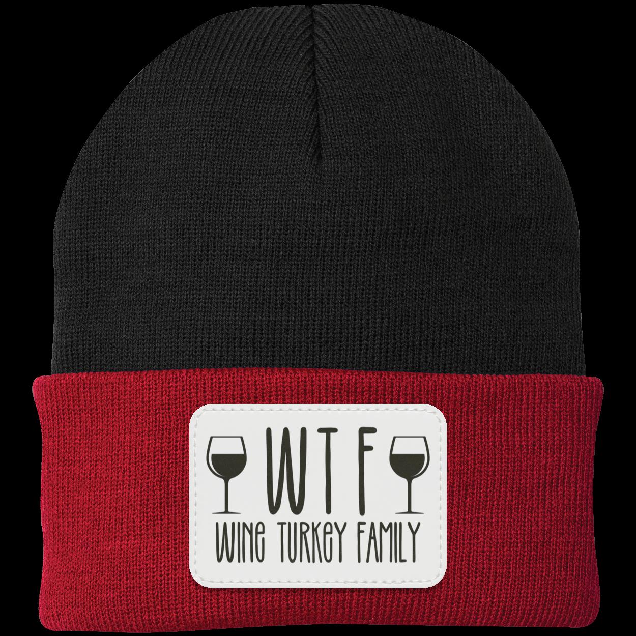 Wine Turkey Family WTF | Knit Beanie with Patch