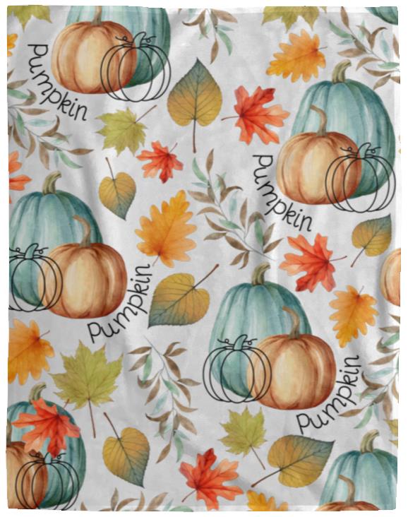Pumpkins and Leaves | Cozy Plush Fleece Blanket 60in x 80in