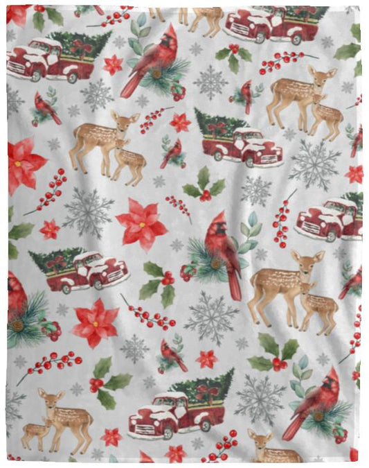 Cardinals, Trucks, and Deer - Cozy Plush Fleece Blanket