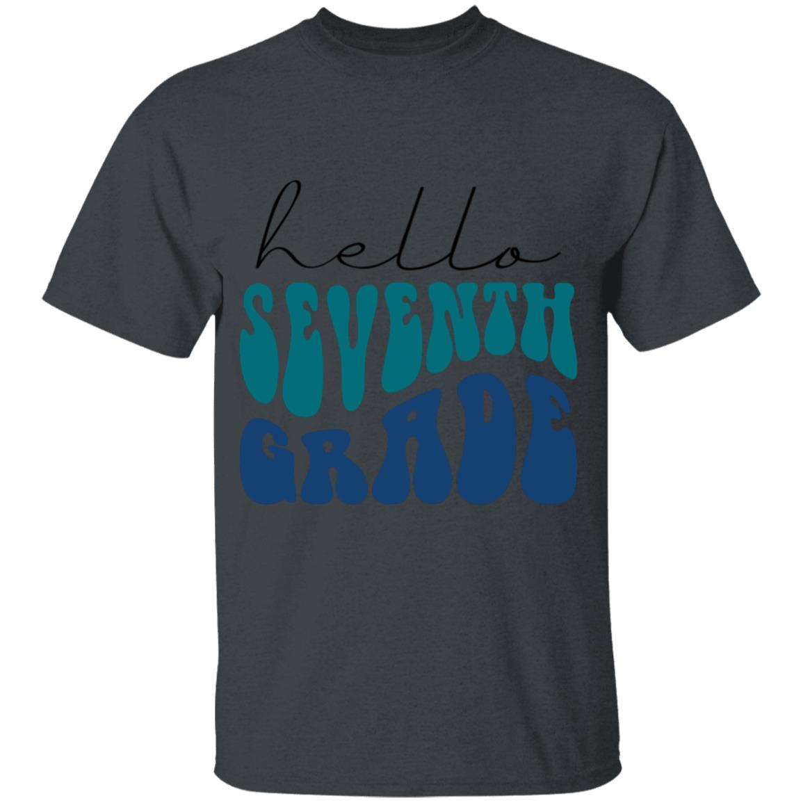 Hello Seventh Grade Retro Blue | Youth and Adult T-Shirts