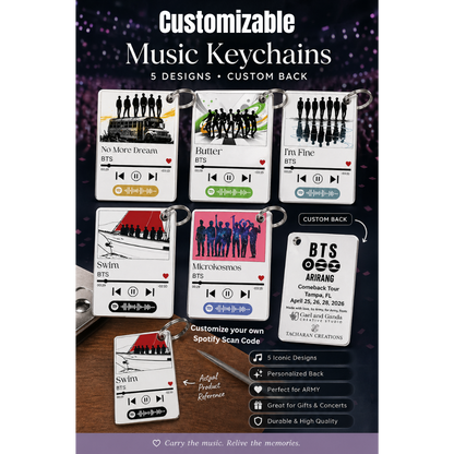 K-Pop Concert Memory Keychain | Custom Music Code Keepsake with Personalized Back