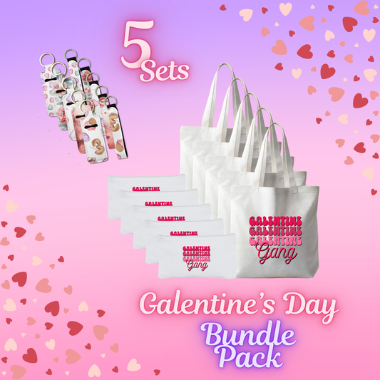 Galentine Gang | Makeup Pouch, Tote Bag, and Keychain Bundle Pack (5 sets)