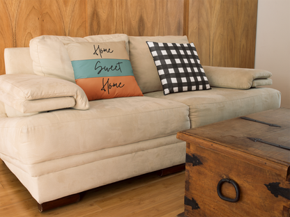 Home Sweet Home Buffalo Plaid | Reversible Square Decorative Pillow 18in x 18in