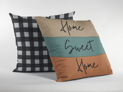 Home Sweet Home Buffalo Plaid | Reversible Square Decorative Pillow 18in x 18in