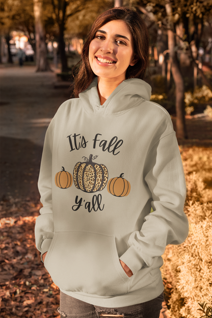 It's Fall Y'all Animal Print Pumpkin | Adult Pullover Hoodie