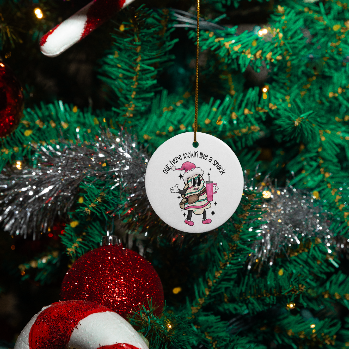 Retro- Out Here Lookin' Like A Snack | Christmas Ornament