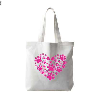 Pink Paw Print Heart | Tote Bag