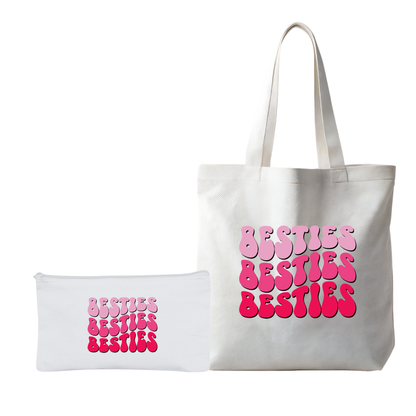 Besties | Makeup Pouch, Tote Bag, and Keychain Bundle Pack (5 sets)