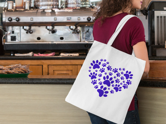 Purple Paw Print Heart | Tote Bag