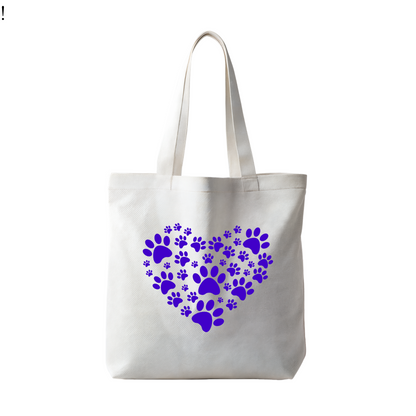 Purple Paw Print Heart | Tote Bag