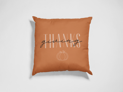 Pumpkin Spice and Thanksgiving | Reversible Square Decorative Pillow 18in x 18in