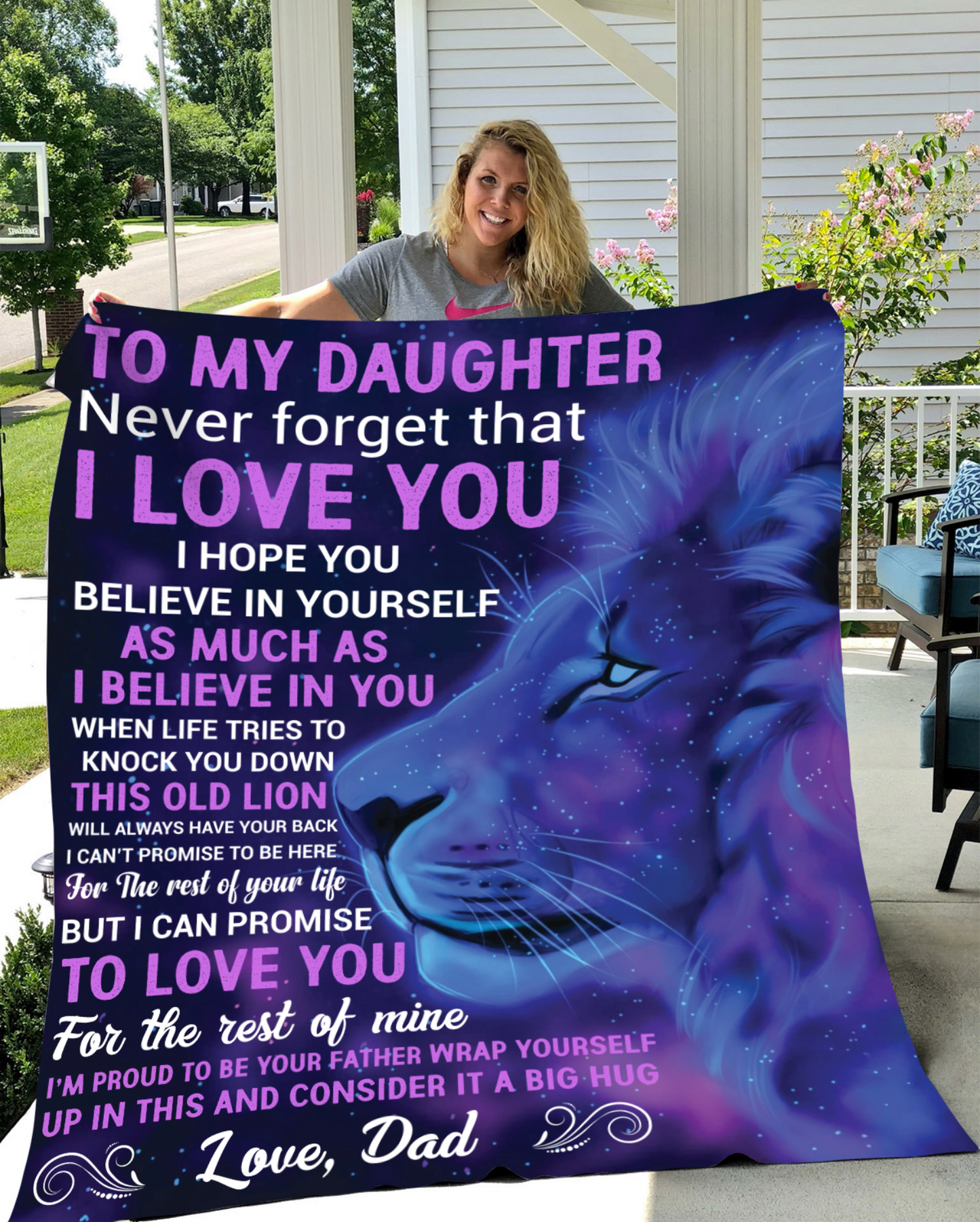 To My Daughter, Love Dad - Galaxy Lion | Cozy Plush Fleece Blanket