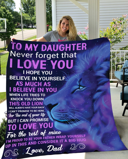 To My Daughter, Love Dad - Galaxy Lion | Cozy Plush Fleece Blanket