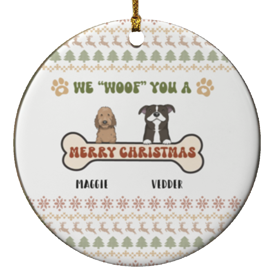 We "Woof" You A Merry Christmas - Personalized Dogs | Christmas Ornament