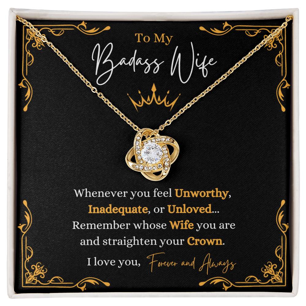 To My Bada$$ Wife | Gold Love Knot Necklace