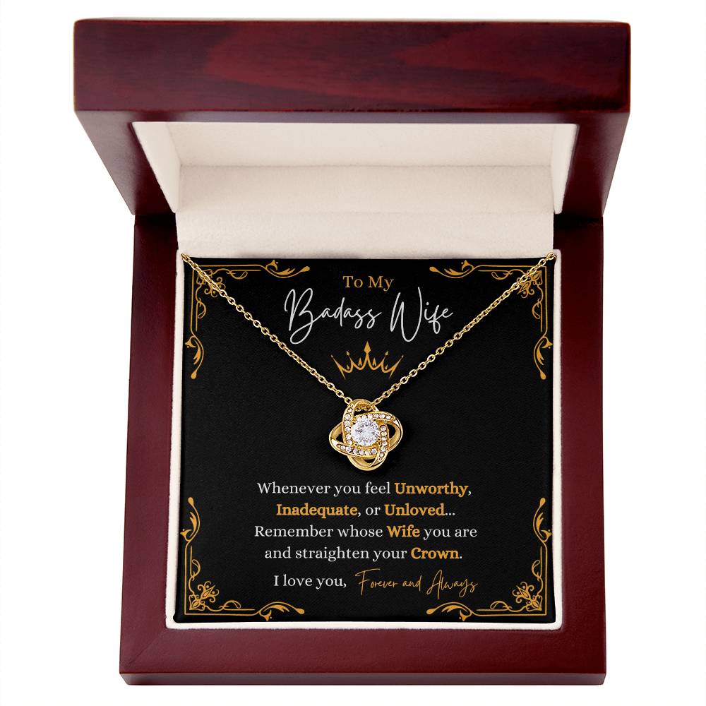 To My Bada$$ Wife | Gold Love Knot Necklace