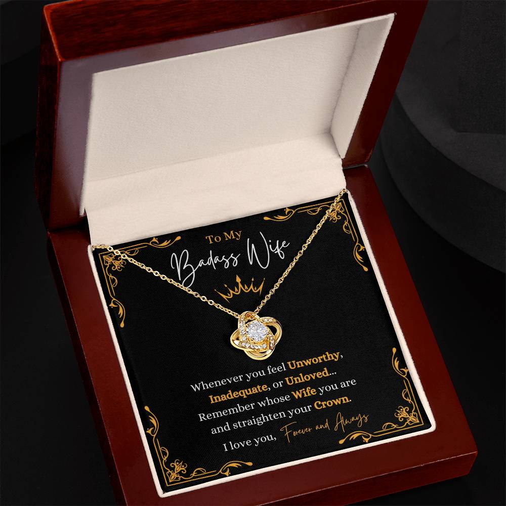 To My Bada$$ Wife | Gold Love Knot Necklace