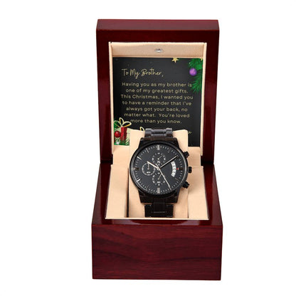 To My Brother, I Love You | Tree & Presents | Black Chronograph Watch
