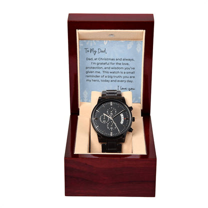 To My Dad, I Love You | Winter Snowflakes | Black Chronograph Watch