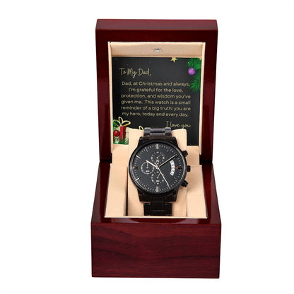 To My Dad, I Love You | Tree & Presents | Black Chronograph Watch