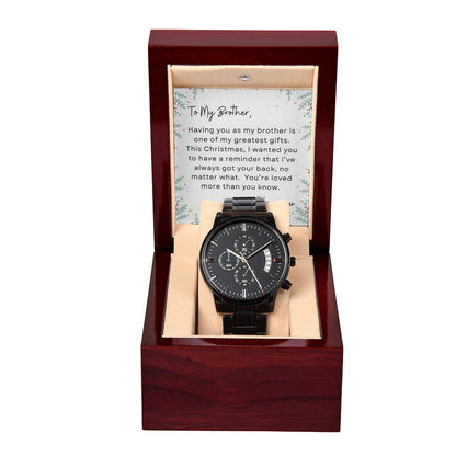 To My Brother, I Love You | Holly Bush | Black Chronograph Watch