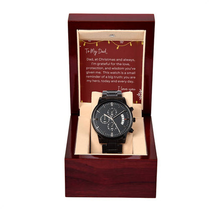 To My Dad, I Love You | Lights & Snowflakes | Black Chronograph Watch