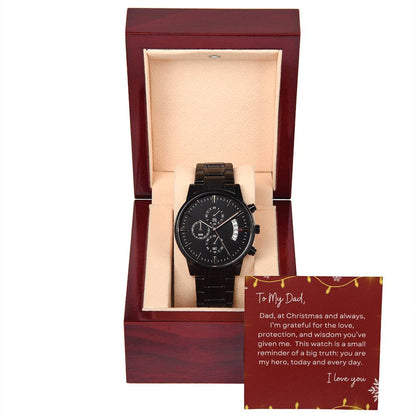 To My Dad, I Love You | Lights & Snowflakes | Black Chronograph Watch