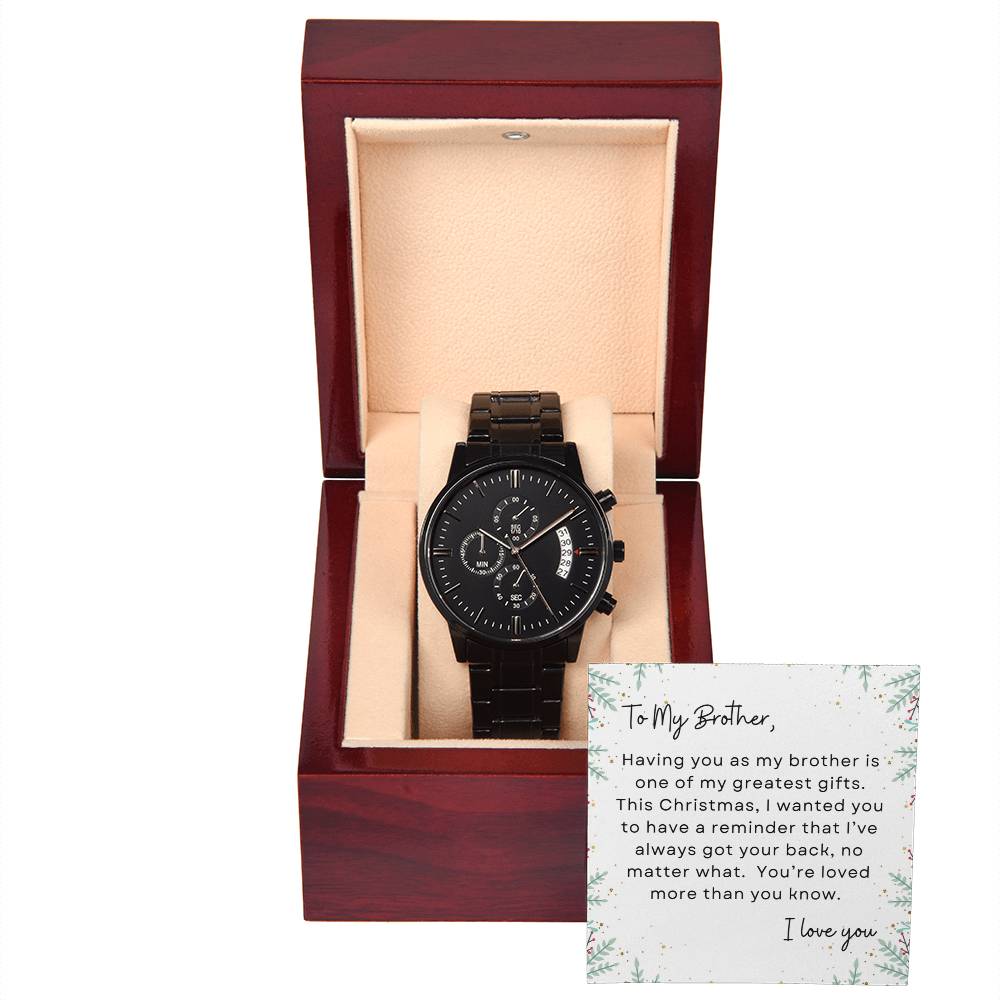 To My Brother, I Love You | Holly Bush | Black Chronograph Watch