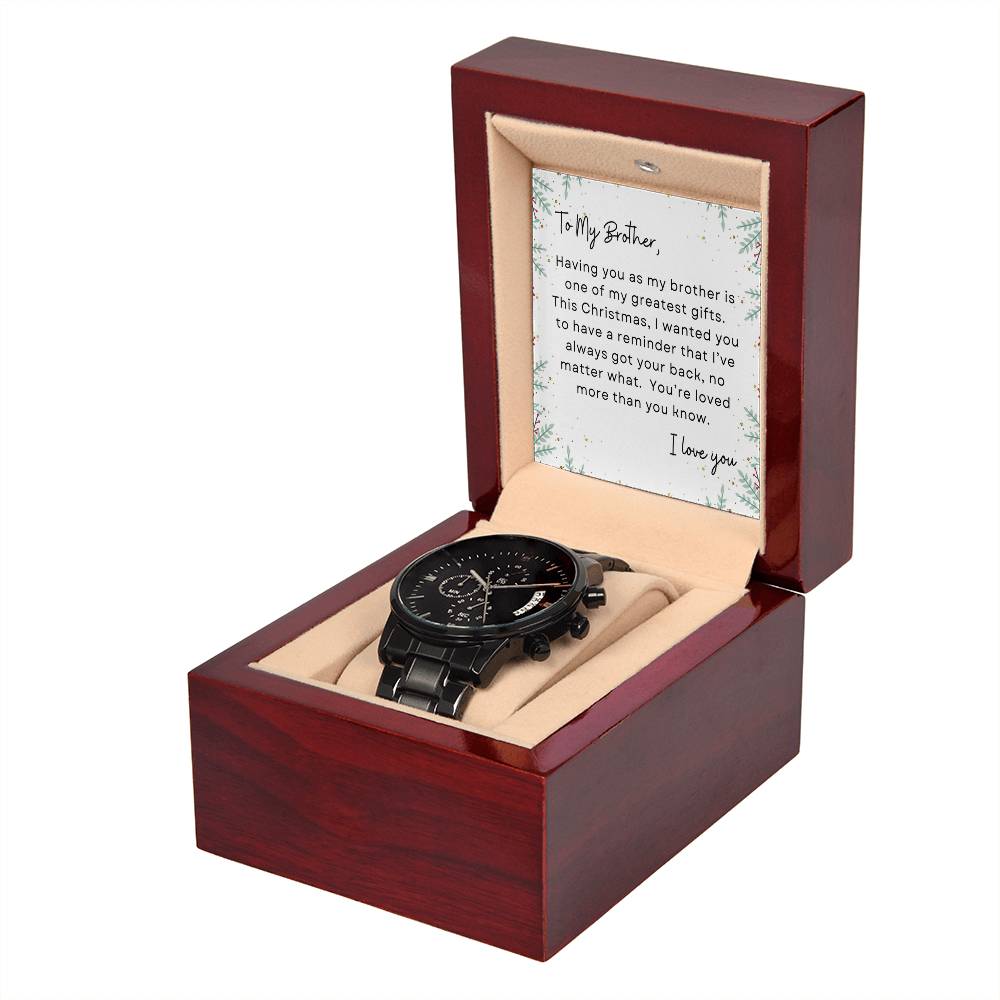 To My Brother, I Love You | Holly Bush | Black Chronograph Watch