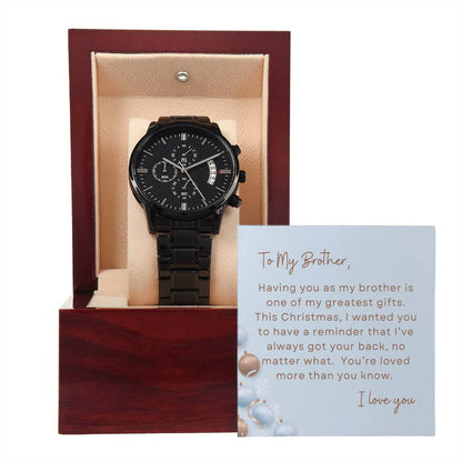 To My Brother, I Love You | Ornaments | Black Chronograph Watch