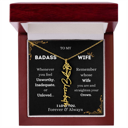 To My Bada$$ Wife | Gold Birth Flower Name Necklace