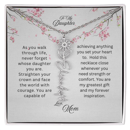 To My Daughter | As You Walk Through Life | Birth Flower Name Necklace