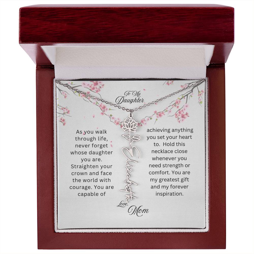 To My Daughter | As You Walk Through Life | Birth Flower Name Necklace